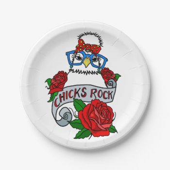 Chicks Rock Silkie Chicken Paper Plate by PugWiggles at Zazzle
