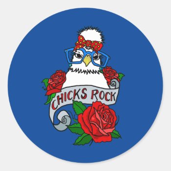 Chicks Rock Silkie Chicken Sticker by PugWiggles at Zazzle