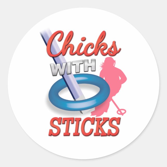 'Chicks With Sticks' Classic Round Sticker (Front)
