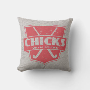 Chicks With Sticks Field Hockey Pillow, Customize Throw Pillow