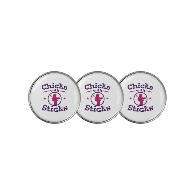 Chicks with Sticks Golf Golfing Golfer Women Ball Marker (3 Up)
