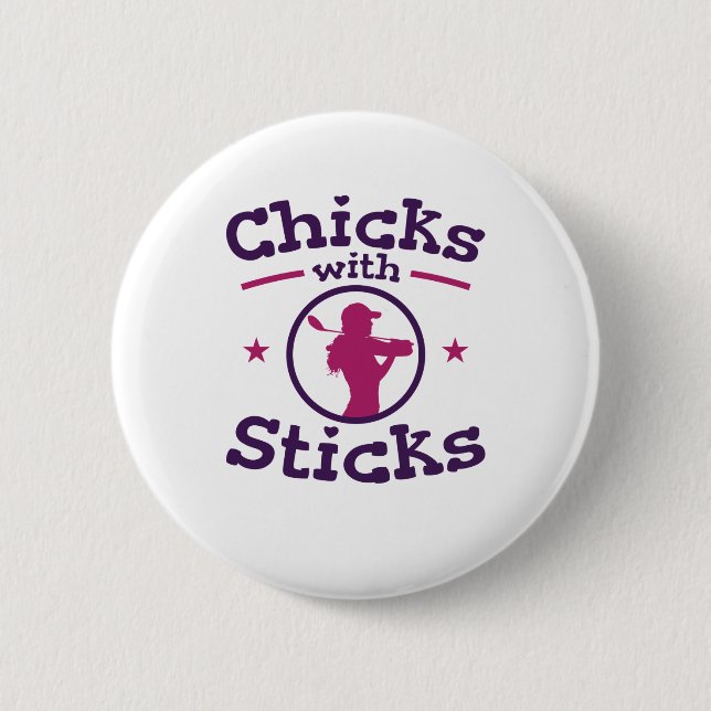 Chicks with Sticks Golf Golfing Golfer Women Button (Front)