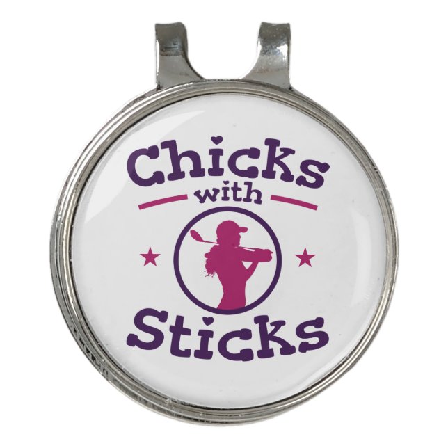 Chicks with Sticks Golf Golfing Golfer Women Golf Hat Clip (Front)