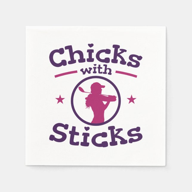 Chicks with Sticks Golf Golfing Golfer Women Napkins (Front)