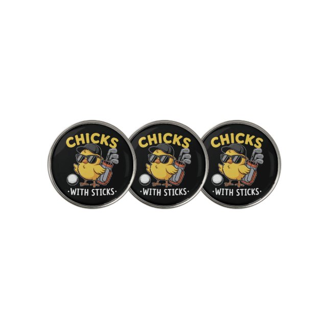Chicks with Sticks Golfer Girl Golf Club Golfing Ball Marker (3 Up)