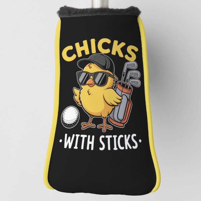 Chicks with Sticks Golfer Girl Golf Club Golfing Head Cover (Rotate 90)