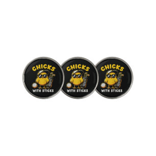 Chicks With Sticks Golfer Girl Woman Golf Club Gol Ball Marker