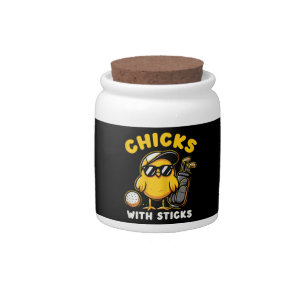 Chicks With Sticks Golfer Girl Woman Golf Club Gol Candy Jar