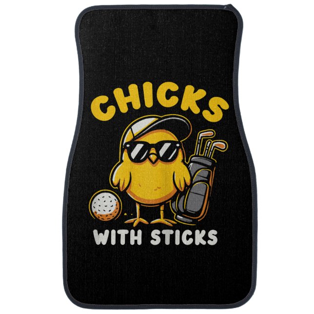 Chicks With Sticks Golfer Girl Woman Golf Club Gol Car Floor Mat (Front)