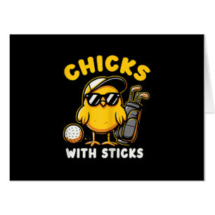 Chicks With Sticks Golfer Girl Woman Golf Club Gol Card