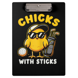 Chicks With Sticks Golfer Girl Woman Golf Club Gol Clipboard
