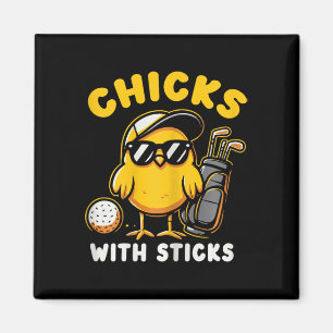 Chicks With Sticks Golfer Girl Woman Golf Club Gol Magnet