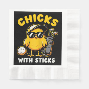 Chicks With Sticks Golfer Girl Woman Golf Club Gol Napkins
