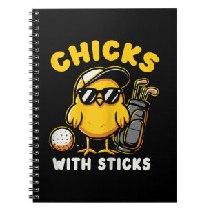 Chicks With Sticks Golfer Girl Woman Golf Club Gol Notebook