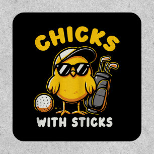 Chicks With Sticks Golfer Girl Woman Golf Club Gol Patch