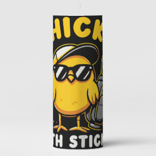 Chicks With Sticks Golfer Girl Woman Golf Club Gol Pillar Candle