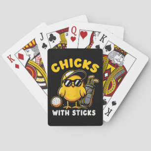 Chicks With Sticks Golfer Girl Woman Golf Club Gol Poker Cards