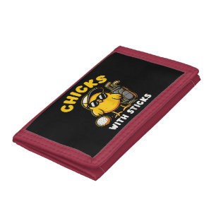 Chicks With Sticks Golfer Girl Woman Golf Club Gol Tri-fold Wallet