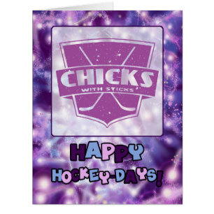 Chicks With Sticks Hockey Holiday Card