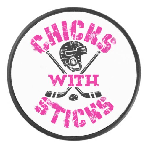 Chicks with Sticks Hockey Women Girls Hockey Puck