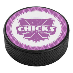 Chicks With Sticks Ice Hockey Puck