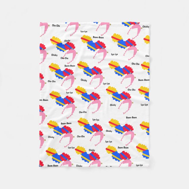 Chicky, Cha-Cha, Boom-Boom, Lya-Lya Fleece Blanket (Front)