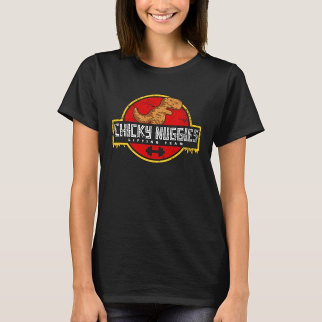 Chicky Nuggies Lifting Team Chicken Nugget  Distre T-Shirt (Front)