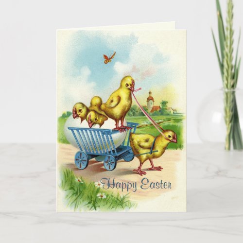 Chicky Wagon Easter Greeting Card