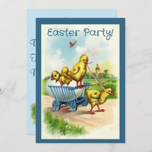 Chicky Wagon Easter Party Invitation
