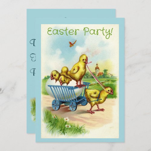 Chicky Wagon Easter Party Invitation