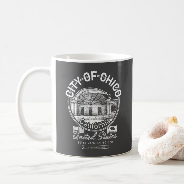 CHICO BUTTE CALIFORNIA - CHICO CITY PLAZA COFFEE MUG (With Donut)