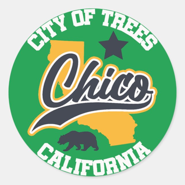 Chico, California Classic Round Sticker (Front)
