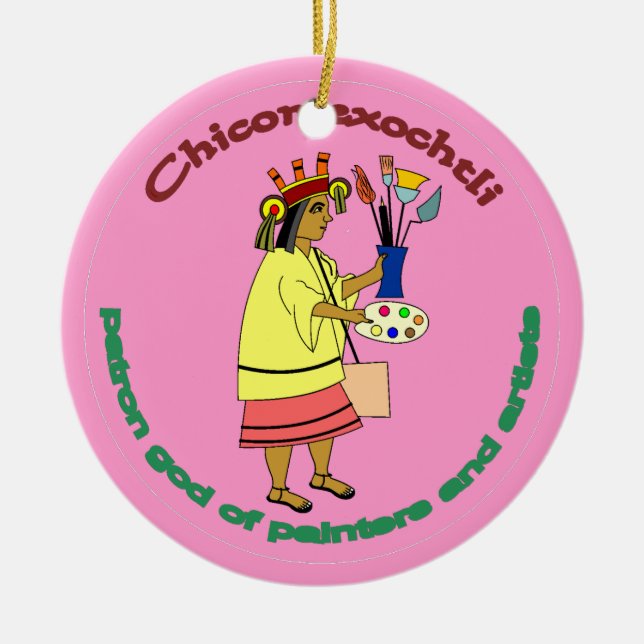 Chicomexochtli - painter's patron god ceramic ornament (Front)