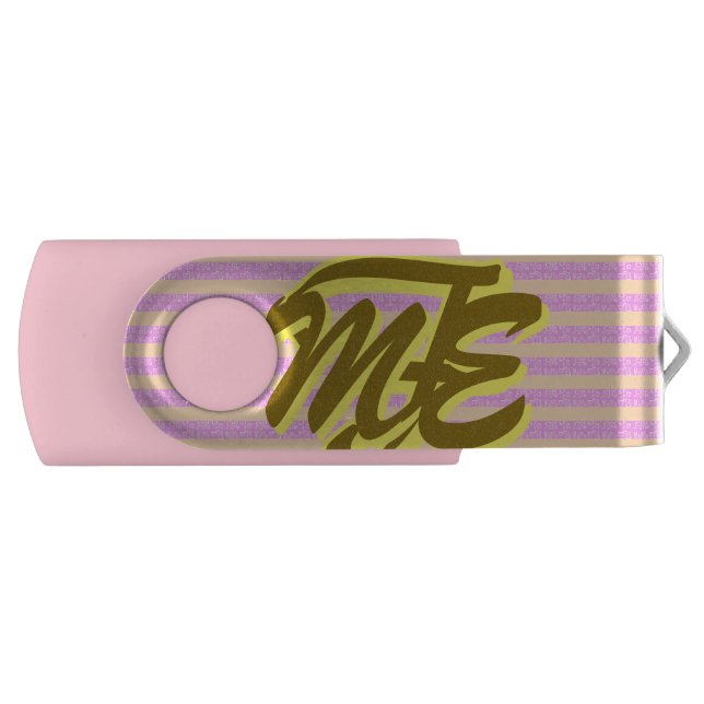 ChicPink Monogram Geometric USB Swivel Flash Drive (Front)