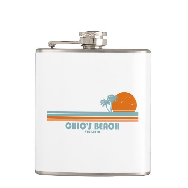 Chic's Beach Virginia Sun Palm Trees Flask (Front)
