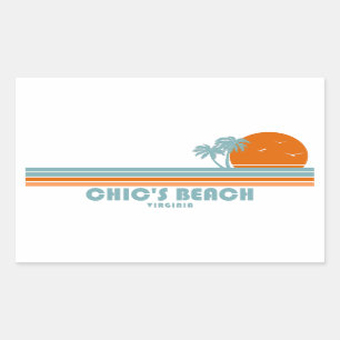 Chic's Beach Virginia Sun Palm Trees Rectangular Sticker