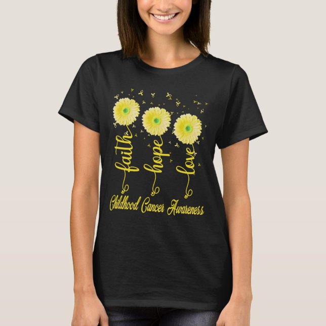 chidhood cancer faith hope love daisy flower T-Shirt (Front)