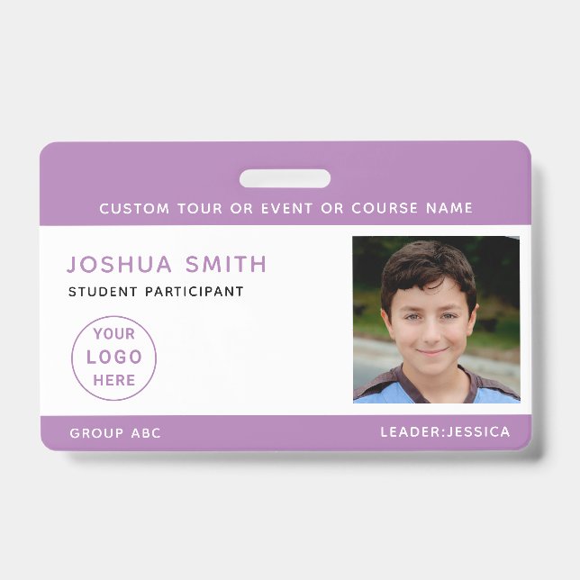 Chidren Photo ID Badge Music Tour School Trip  (Front)