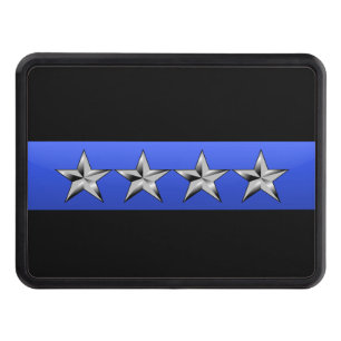 Chief (2-stars) Rank- Thin Blue Line Hitch Cover