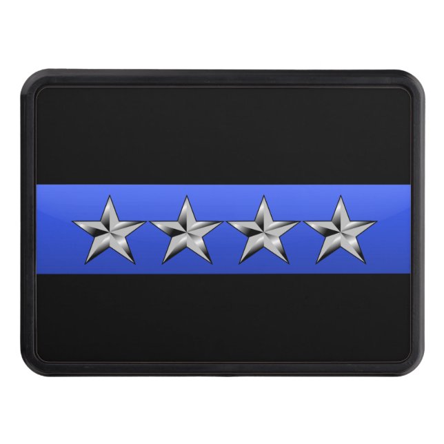 Chief (2-stars) Rank- Thin Blue Line Hitch Cover (Front)