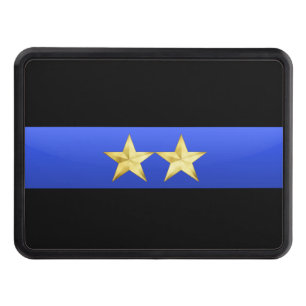 Chief (2-stars) Rank- Thin Blue Line Hitch Cover