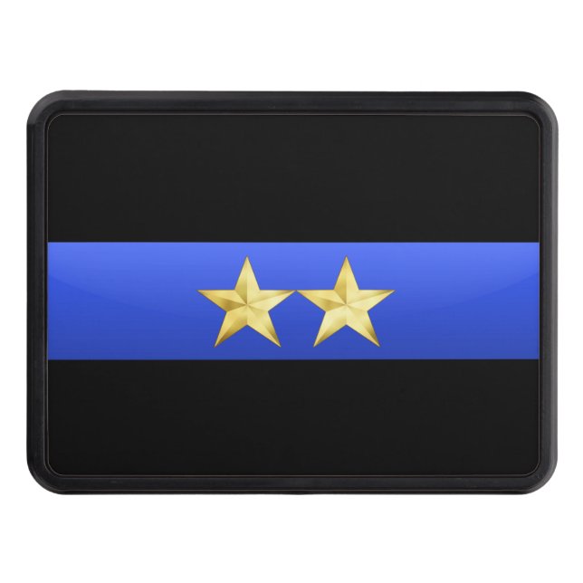 Chief (2-stars) Rank- Thin Blue Line Hitch Cover (Front)