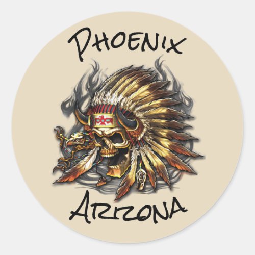 Chief Bones Phoenix Arizona Classic Round Sticker