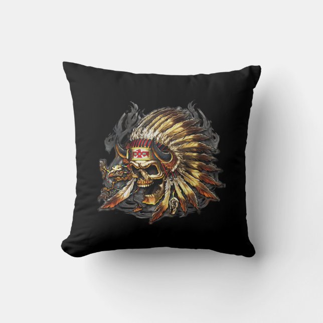 Chief Bones Throw Pillow (Front)