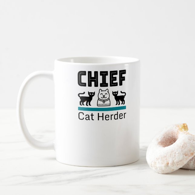 Chief Cat Herder Funny Coffee Mug (With Donut)