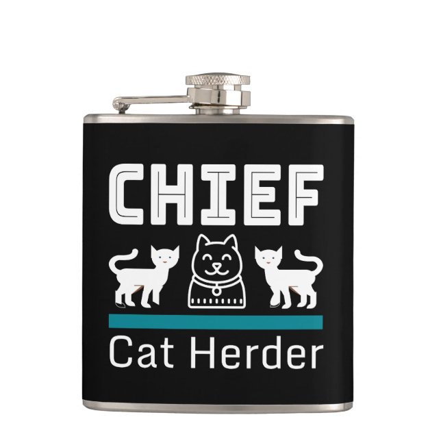 Chief Cat Herder Funny Flask (Front)