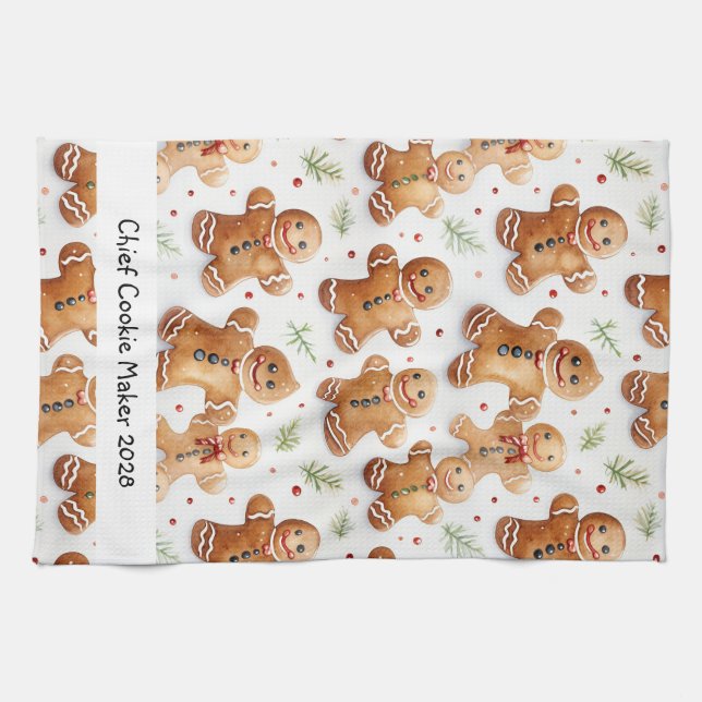 Chief Cookie Maker Gingerbread  Kitchen Towel (Horizontal)