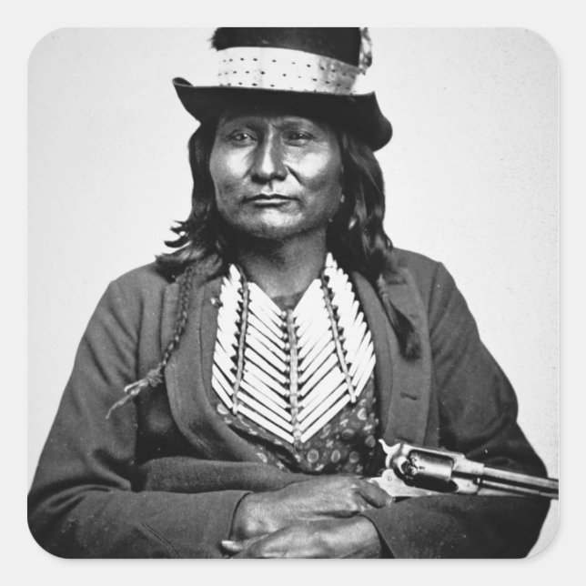 Chief Esatonyett, 1869 (b/w photo) Square Sticker (Front)