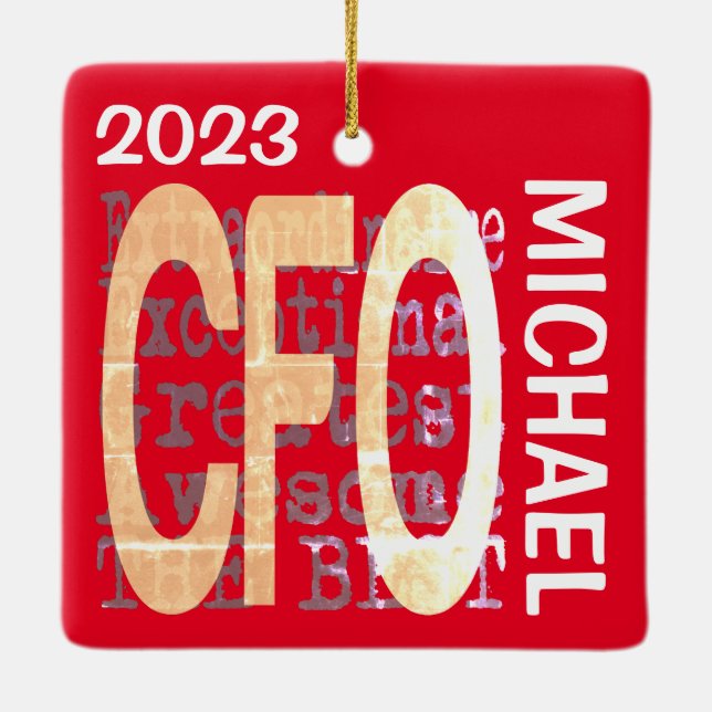 Chief Financial Officer CFO Extraordinaire CUSTOM Ceramic Ornament (Back)