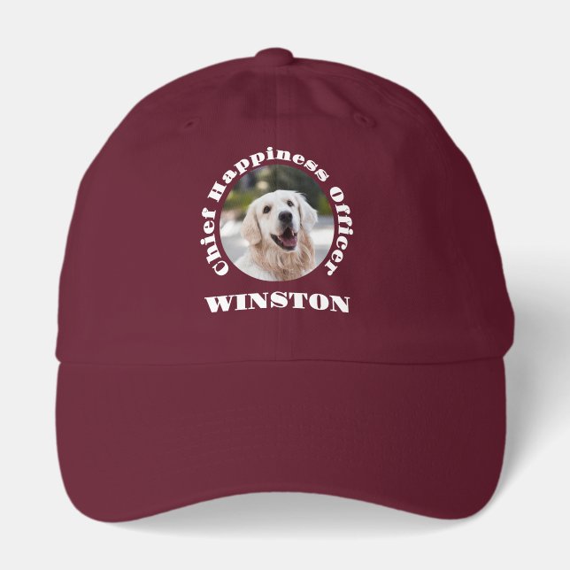 Chief Happiness Officer - Custom Dog Photo & Name Hat (Front)